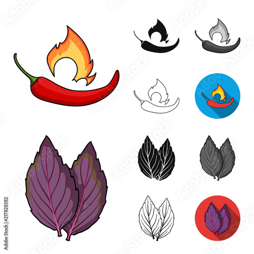 Herb and spices cartoon,black,flat,monochrome,outline icons in set collection for design.Different kinds of seasonings vector symbol stock web illustration.