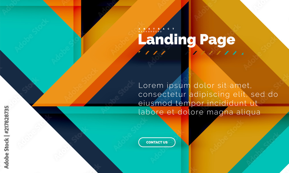 Square shape geometric abstract background, landing page web design template Square shape geometric abstract background, landing page web design template