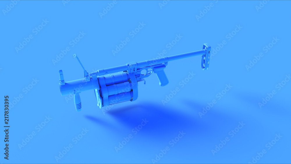 Blue Grenade launcher 3d illustration 3d render Blue Grenade launcher 3d illustration 3d render