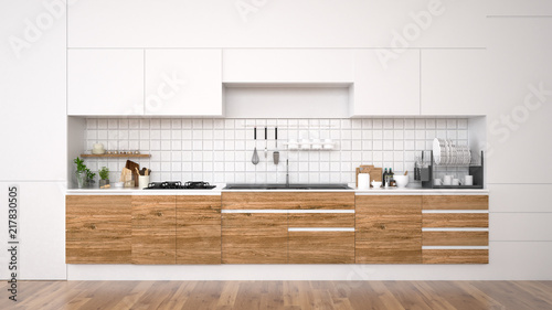 Modern kitchen interior.3d rendering