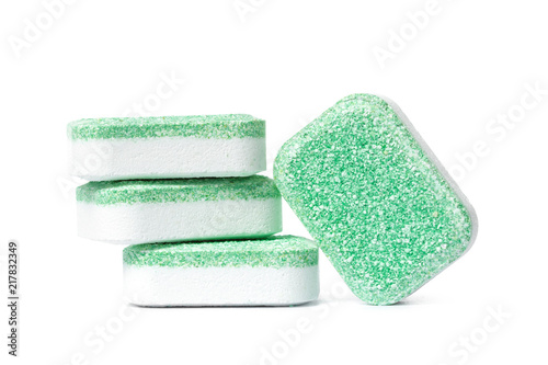 Dishwasher tablets on a white background isolate