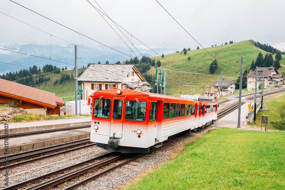 Rigi mountain and Rigi Staffel railway station in Switzerland