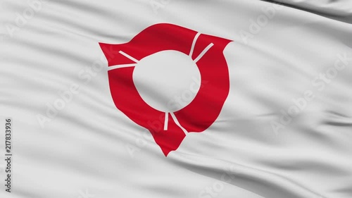 Owariasahi close up flag, version prefecture, realistic animation seamless loop - 10 seconds long photo