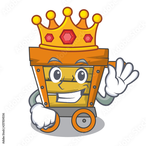King wooden trolley mascot cartoon