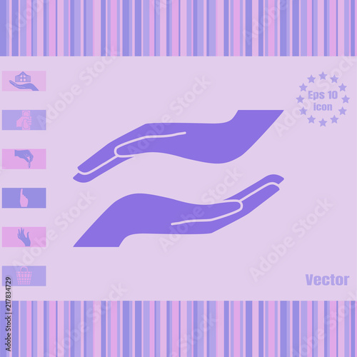 two hands showing care vector  icon