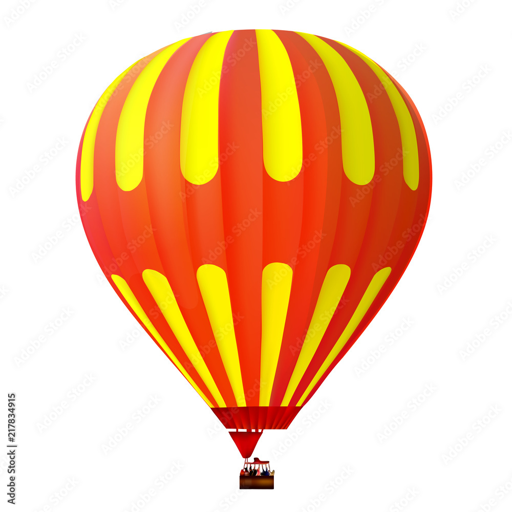 Fototapeta premium 3d yellow and red hot air balloon