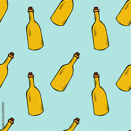 Bottles pattern. hand drawn illustration. Bright cartoon illustration for card design, fabric and wallpaper.