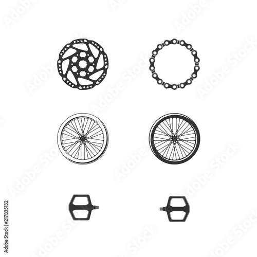 Bike accessories set. Bike badge vector. Bike logo.