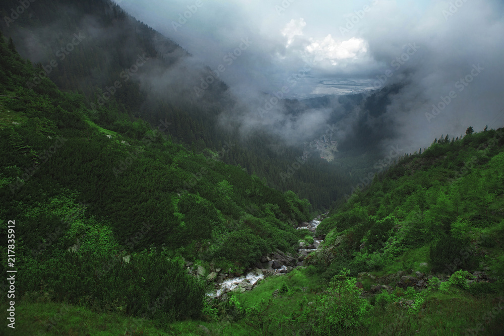 Beautiful mountain landscape in Transfagarasan. Romania. Waterfall. Beautiful mountain landscape in Transfagarasan. Romania. Waterfall.