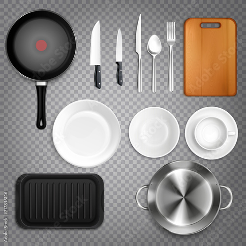 Kitchen Utensils Realistic Transparent 