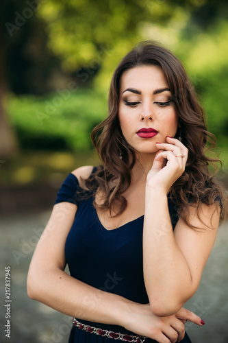 Portrait of beautiful girl with prifessional makeup and hair style