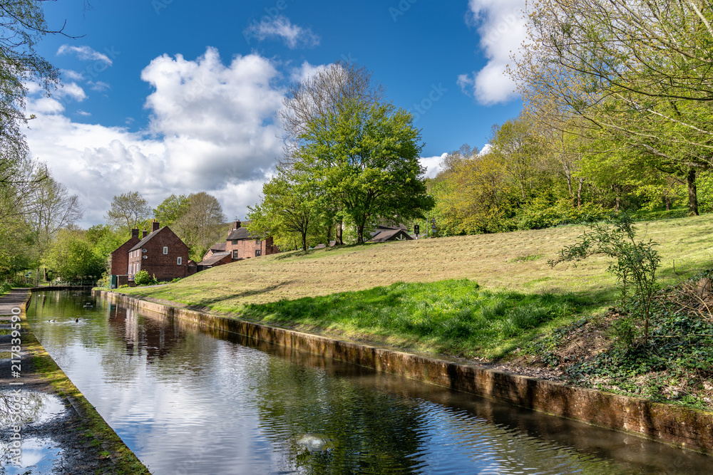 View over the old canal in Coalport, Shropshire, England, UK