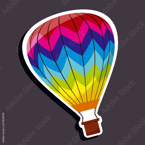 Vector illustration of a cartoon stickers of flying objects - air balloon