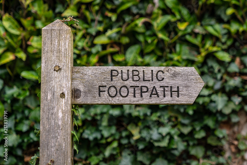 Sign: Public Footpath, seen in Coltishall, The Broads, Norfolk, England, UK photo