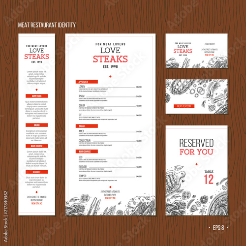 Meat restaurant identity. Meat business