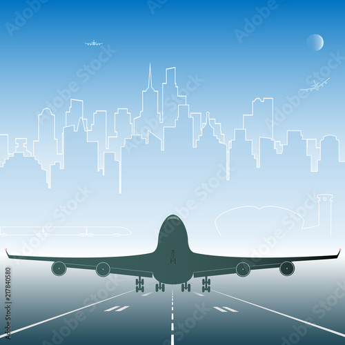 airplane silhouette on takeoff
