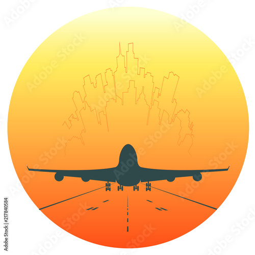 airplane silhouette on takeoff