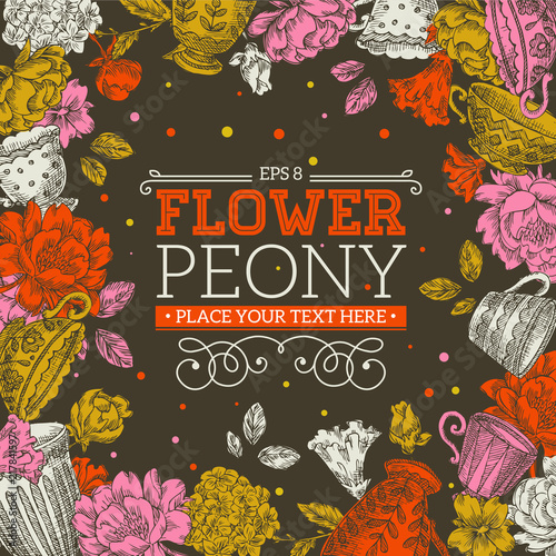 Vintage Peony Greeting Card