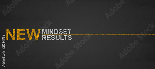 text new mindset new results on a blackboard. success and personal development concept