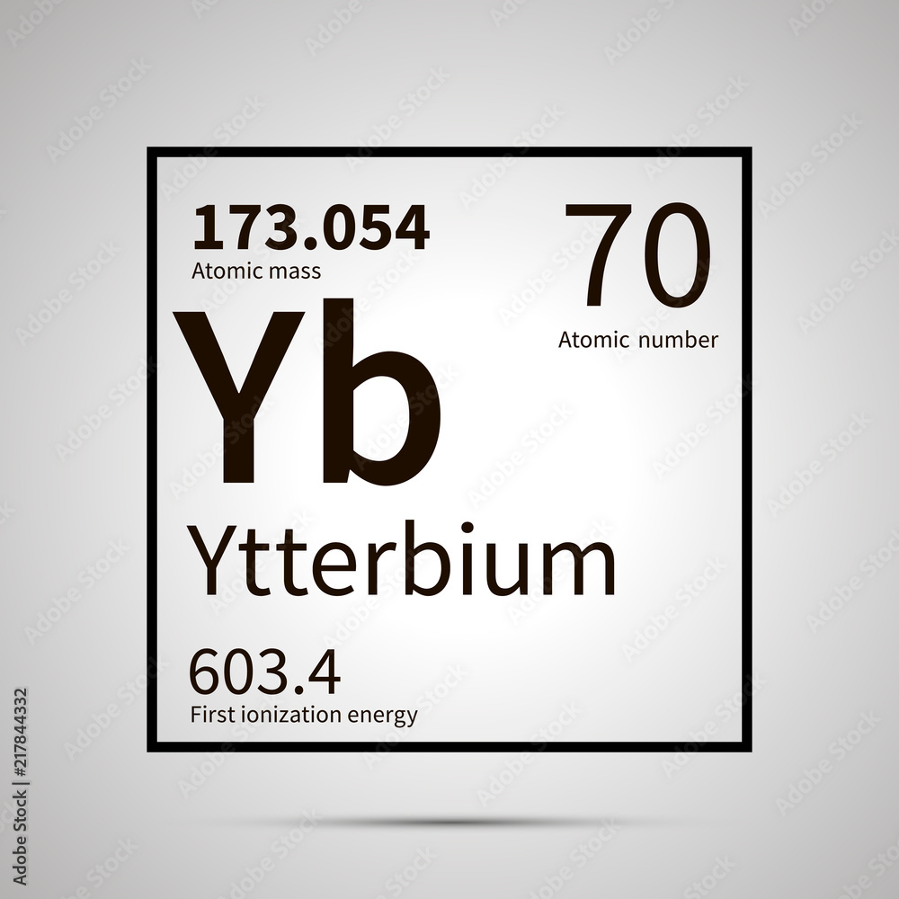 Ytterbium chemical element with first ionization energy and atomic mass