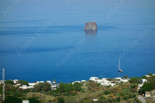 Lighthouse on Strombolicchio Rock, Stromboli, Aeolian Islands, Sicily, Italy photo