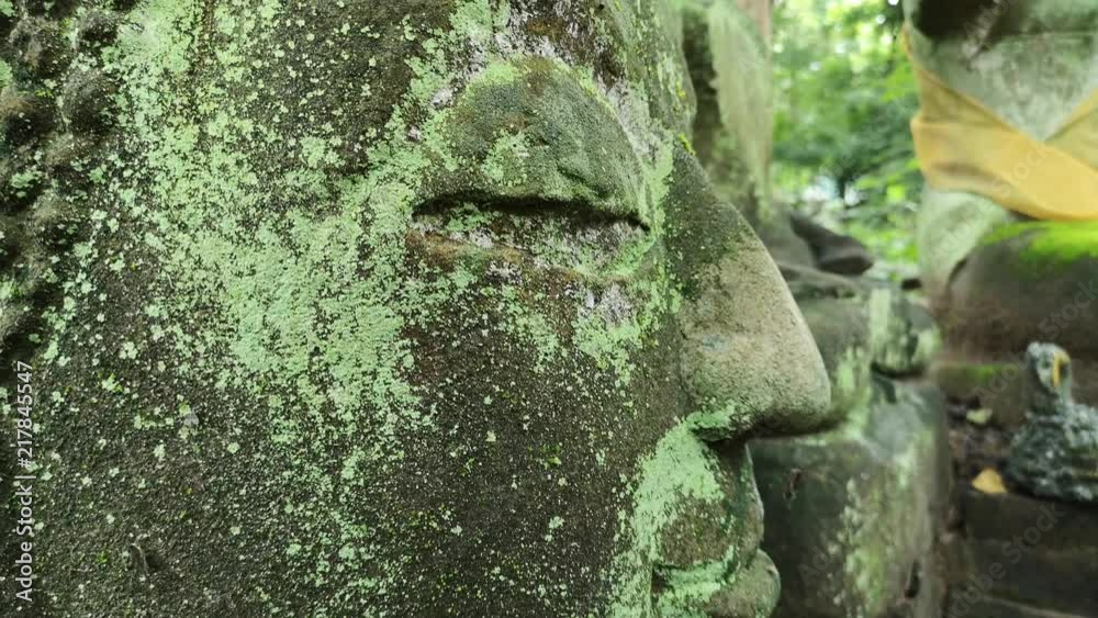 Buddha field of broken sculpture with beautiful ancient Buddha statue