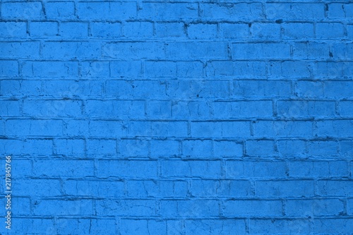 blue blank design pattern of painted brick wall that can be used as texture or background