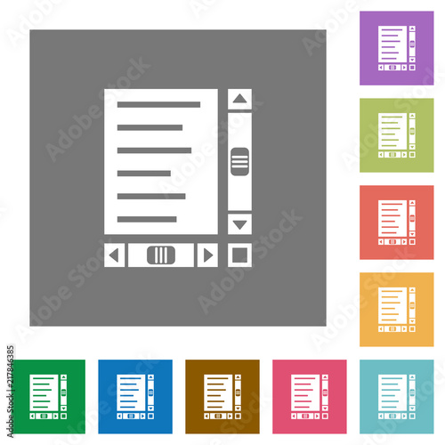 Document with content and scroll bars square flat icons