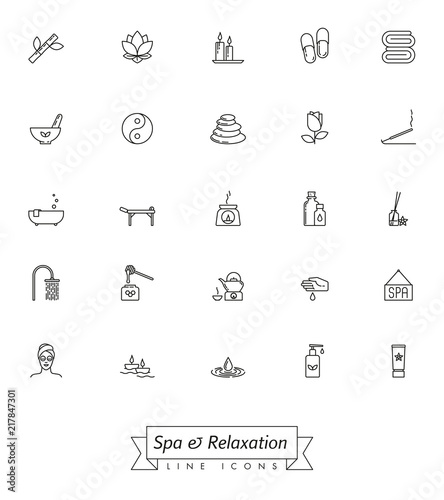 Spa and relaxation line icon Set