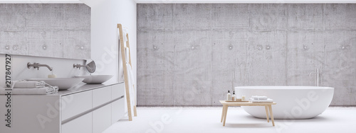 Photographie new modern zen bathroom with white and concrete wall