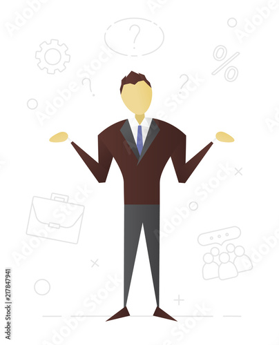 Thinking businessmen flat character design