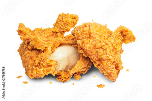 Fried chicken isolated on white background. Deep fried of crispy fast food. ( Clipping path )