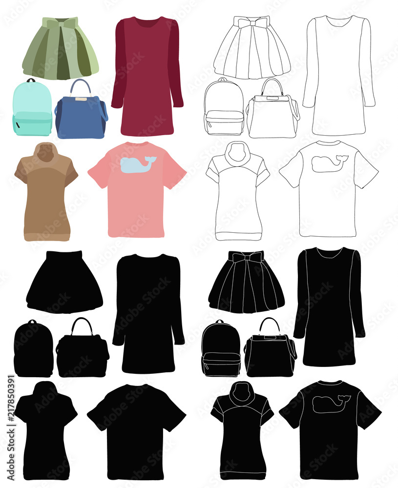 vector, isolated, fashion women clothes vector, isolated, fashion women clothes