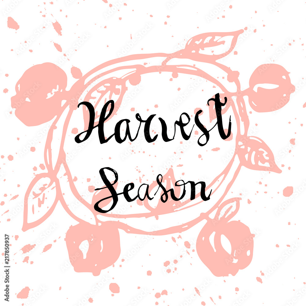 Harvest Autumn Season Hand Drawn lettering text