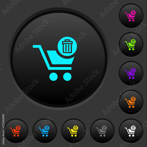 Delete from cart dark push buttons with color icons