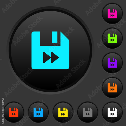 File fast forward dark push buttons with color icons