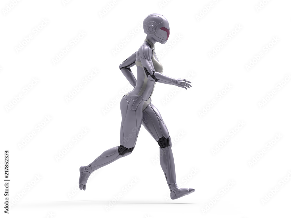 Robotic Cyber Woman is running 3D Rendering Robotic Cyber Woman is running 3D Rendering