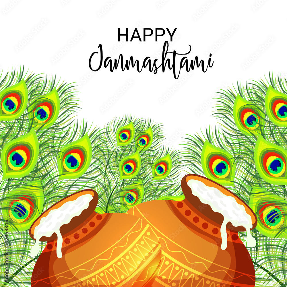 Beautiful abstract, banner or poster for Happy Janmashtami.