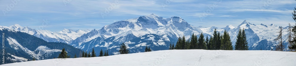 Winter Panorama of Alps with Zell am See