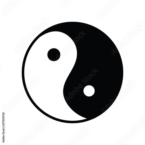Yin Yang daoism symbol logo black on white background