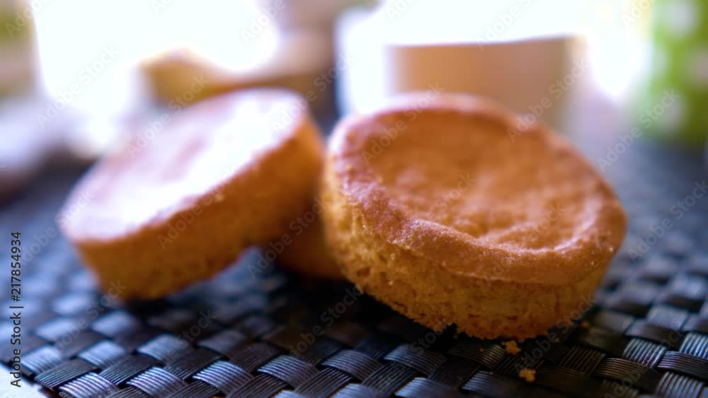 Close-up of delicious french biscuits, traditional pastry.