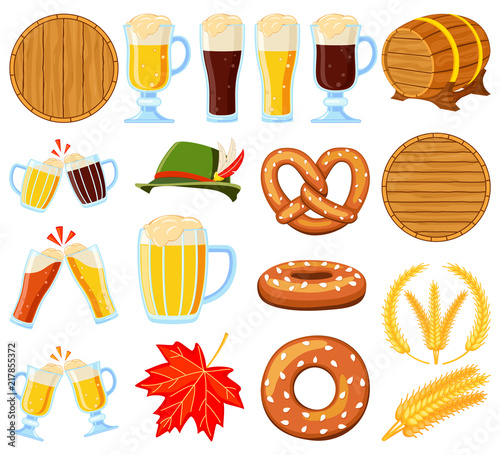 Colorful cartoon 18 oktoberfest elements set