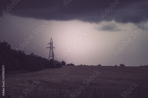 high-voltage line on a cloudy day