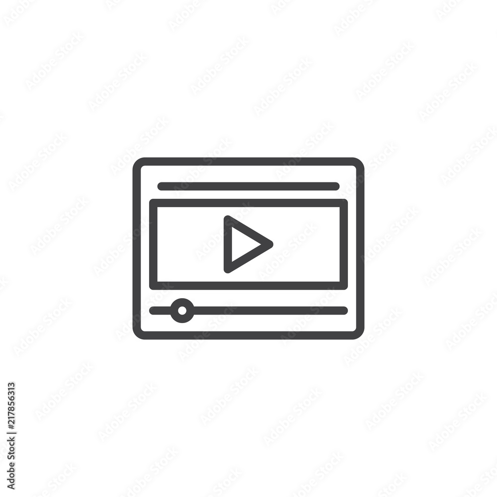 Video player outline icon. linear style sign for mobile concept and web design. Media player simple line vector icon. Symbol, logo illustration. Pixel perfect vector graphics Video player outline icon. linear style sign for mobile concept and web design. Media player simple line vector icon. Symbol, logo illustration. Pixel perfect vector graphics
