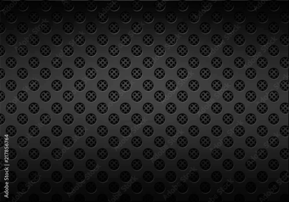 Carbon metal background with holes
