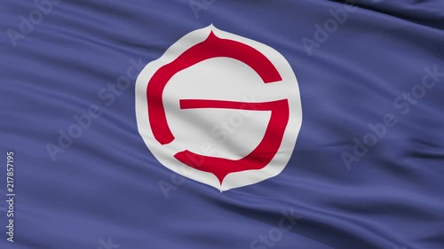 Tomakomai close up flag, Hokkaido prefecture, realistic animation seamless loop - 10 seconds long photo