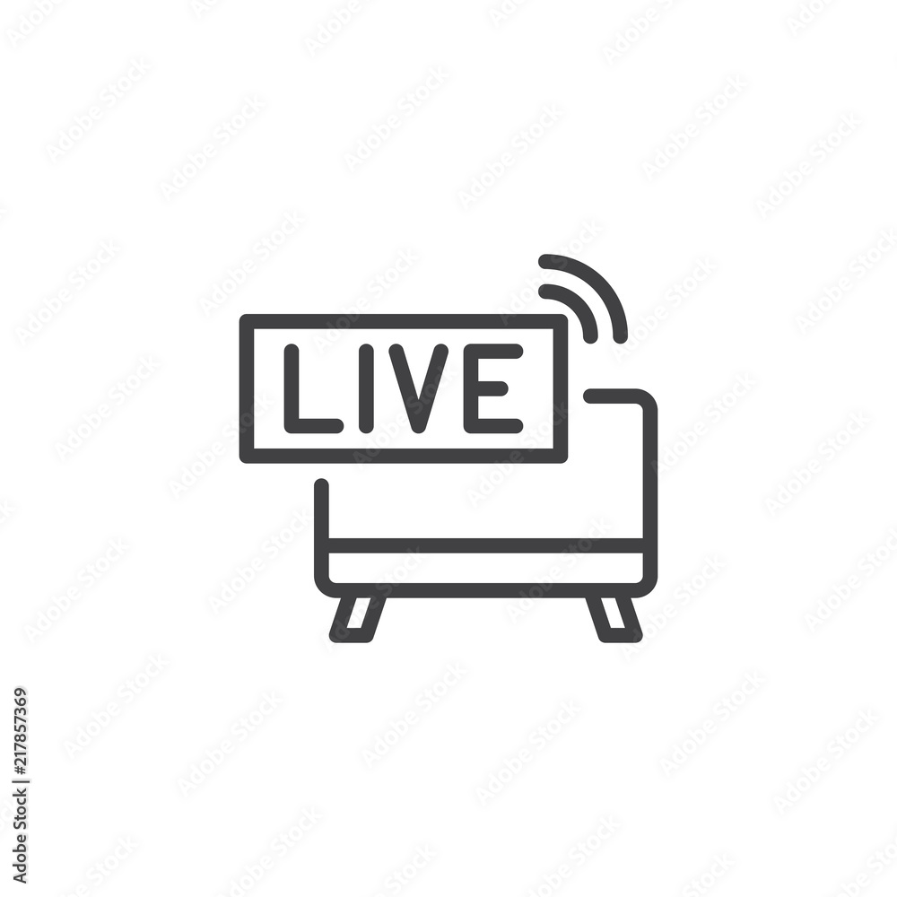 Live news outline icon. linear style sign for mobile concept and web design. TV news simple line vector icon. Symbol, logo illustration. Pixel perfect vector graphics Live news outline icon. linear style sign for mobile concept and web design. TV news simple line vector icon. Symbol, logo illustration. Pixel perfect vector graphics