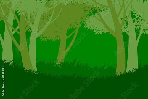 Beautiful tree forest scene vector nature landscape backgrounds