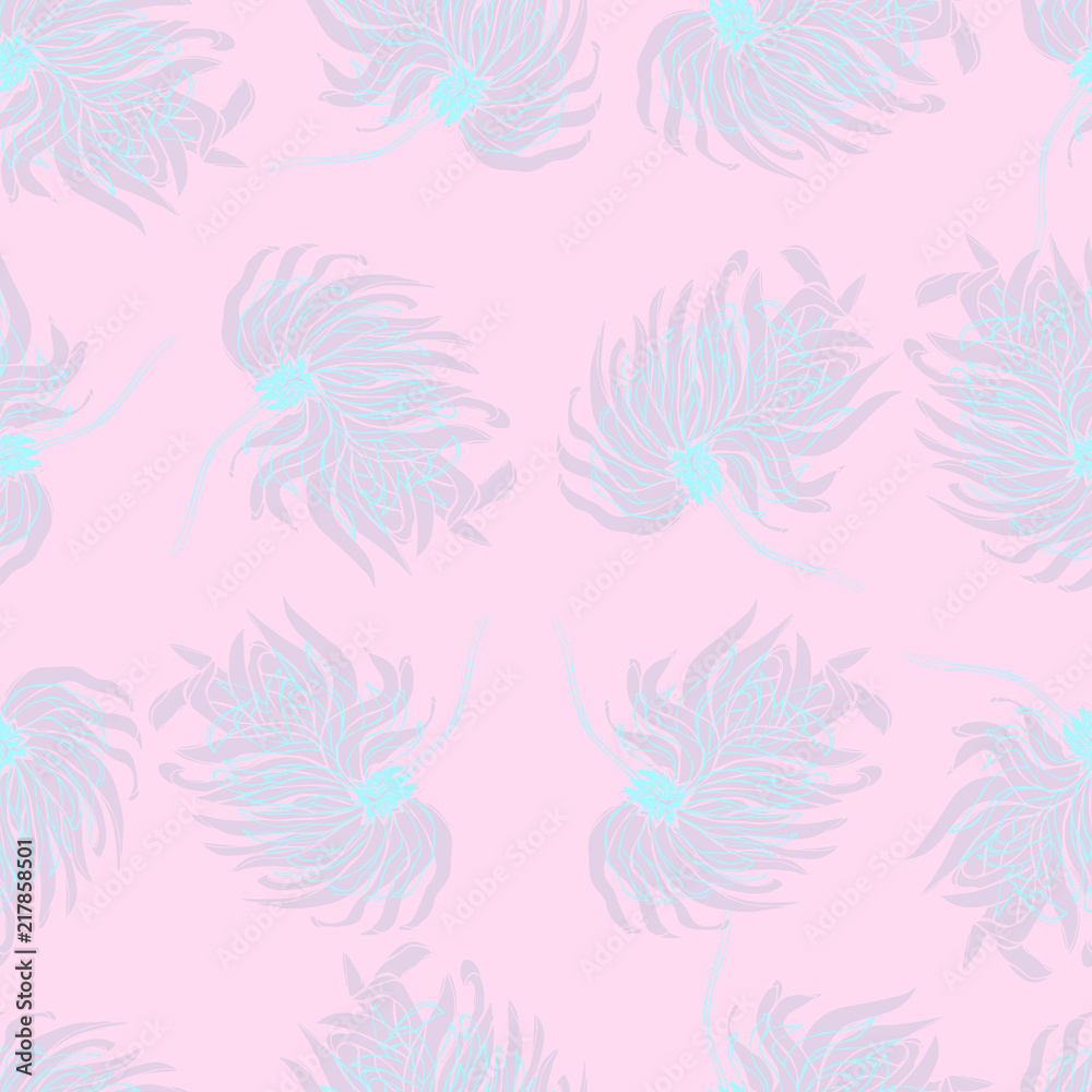 Dahlia Flower Seamless Pattern