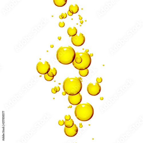 Bubbles oil or serum on white background